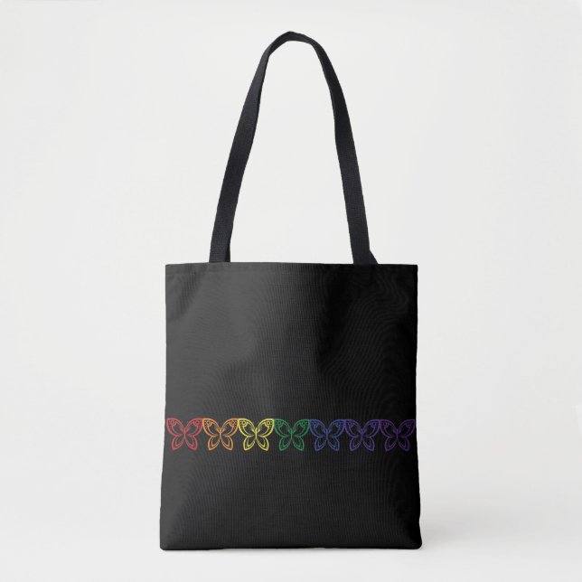 Jewel Butterflies Outline Tote Bag (Front)