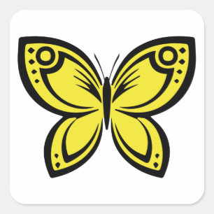 Jewel Butterflies - Yellow Square Sticker