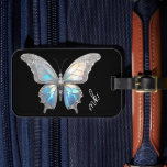 Jewel Butterfly Opal and Silver Luggage Tag<br><div class="desc">A beautiful iridescent opal and silver butterfly. Colour of the background can be changed. Personalise with initials.</div>