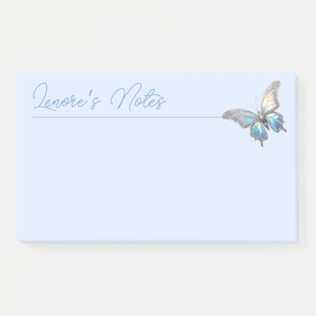 Jewel Butterfly Opal and Silver Post-it Notes (Front)