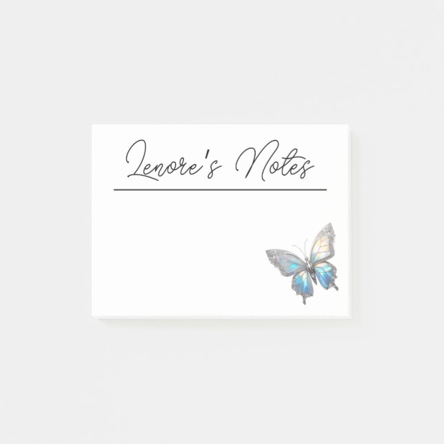 Jewel Butterfly Opal and Silver Post-it Notes (Front)