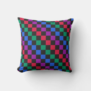Jewel candy diagonal chequerboard pattern cushion