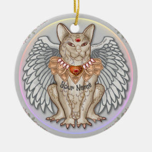 Jewel Cat Gargoyle Ceramic Tree Decoration