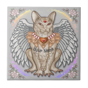 Jewel Cat Gargoyle Tile