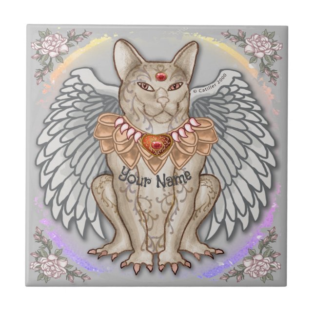 Jewel Cat Gargoyle  Tile (Front)