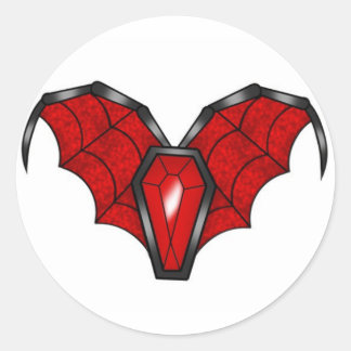 Jewel coffin with wings classic round sticker