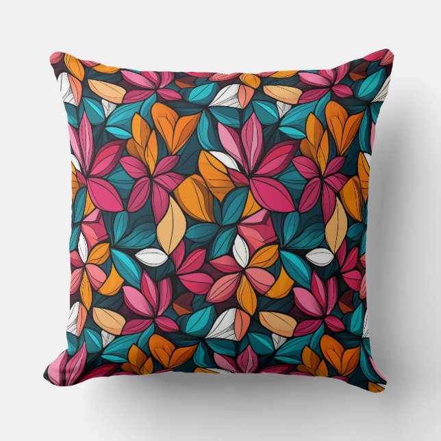 Jewel Colours Fantastic Flowers Cushion (Front)