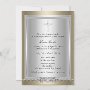 Jewel & Cross Baptism/Christening Invitation