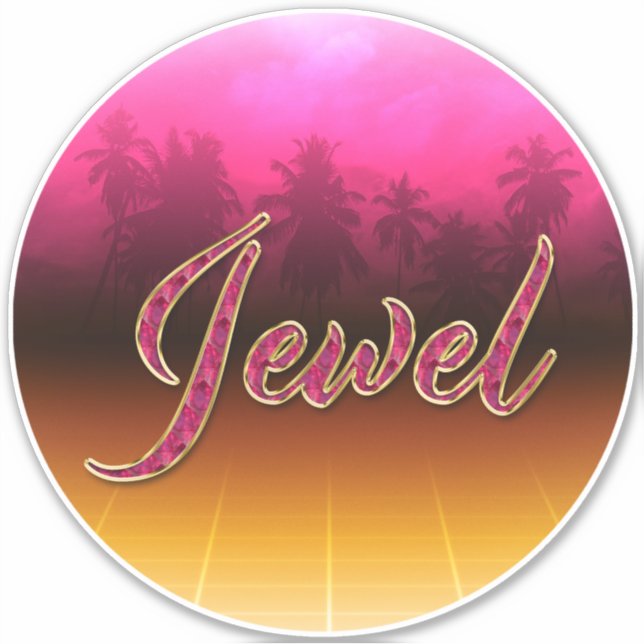 Jewel First Name Golden pink sticker (Front)
