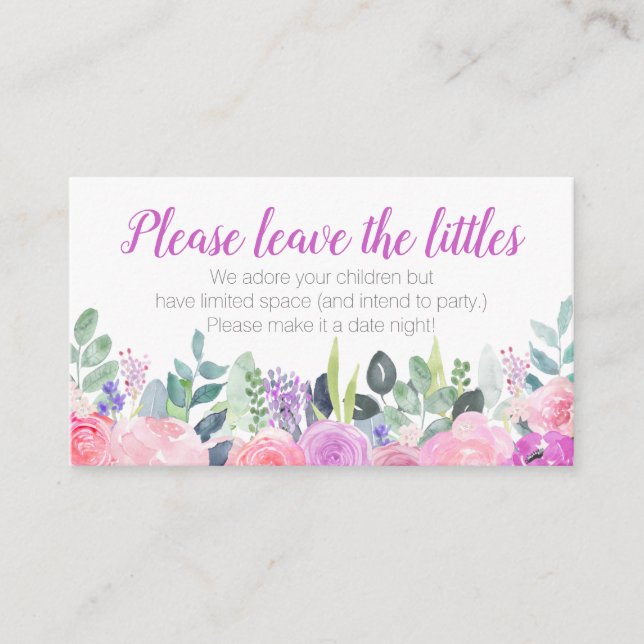 Jewel Floral No Children Enclosure Card (Front)