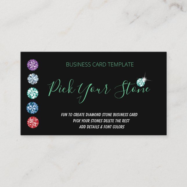 Jewel Fun Diamonds Rhinestone Business Card (Front)