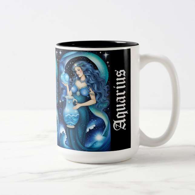 Jewel Galaxy Zodiac Aquarius Two-Tone Coffee Mug (Right)