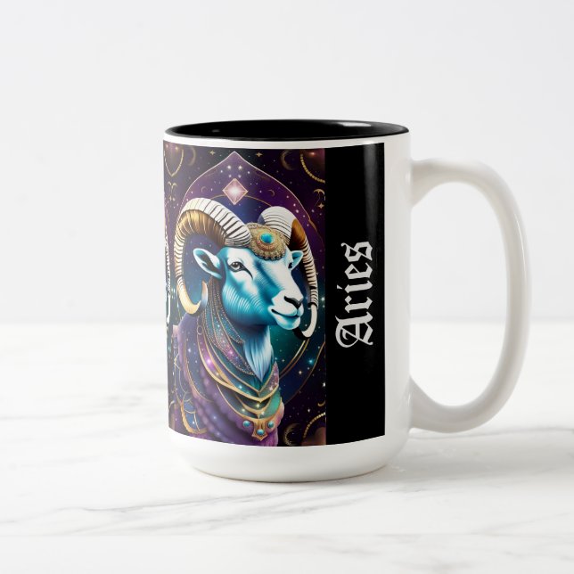 Jewel Galaxy Zodiac Aries Two-Tone Coffee Mug (Right)