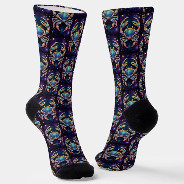 Jewel Galaxy Zodiac Cancer Socks (Angled)