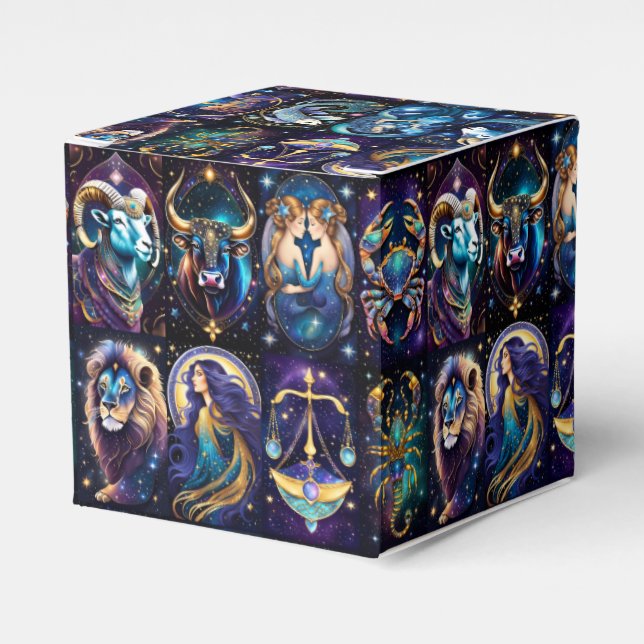 Jewel Galaxy Zodiac Cube Favour Box (Front Side)