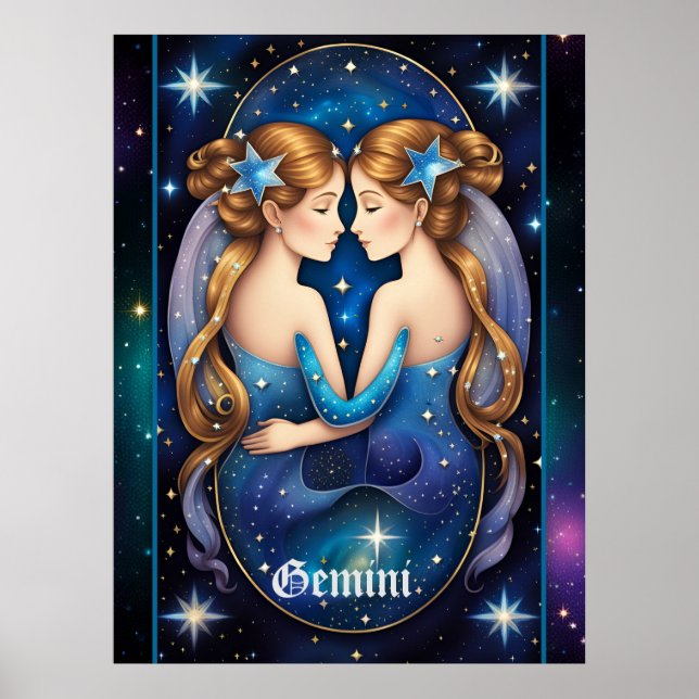 Jewel Galaxy Zodiac Gemini  Poster (Front)