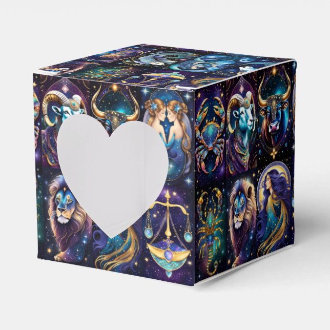Jewel Galaxy Zodiac Heart Favour Box (Front Side)