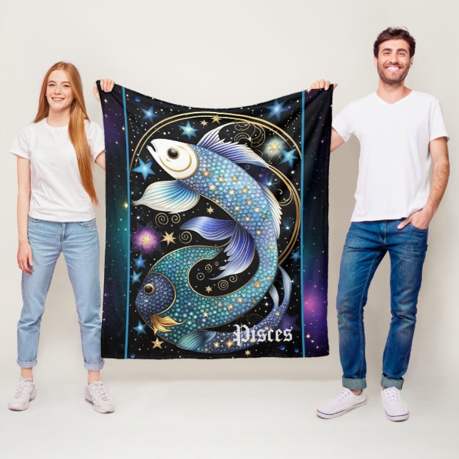 Jewel Galaxy Zodiac Pisces Fleece Blanket (In Situ)