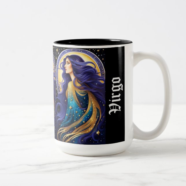 Jewel Galaxy Zodiac Virgo Two-Tone Coffee Mug (Right)