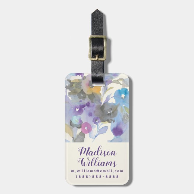 Jewel Garden | Purple Pastel Petals Luggage Tag (Front Vertical)
