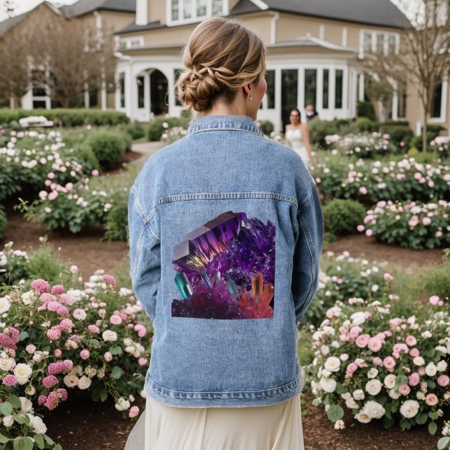 Jewel Gemstones - Healing Crystals  Denim Jacket (Wedding Back)