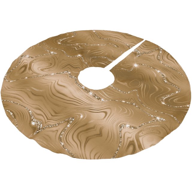 Jewel Gold Glittery Glitz  Brushed Polyester Tree Skirt (Angled)