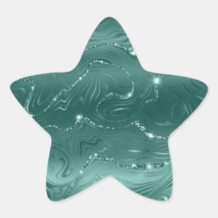 Jewel Green Emerald Glittery Glitzy  Star Sticker
