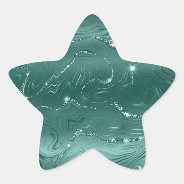 Jewel Green Emerald Glittery Glitzy  Star Sticker (Front)