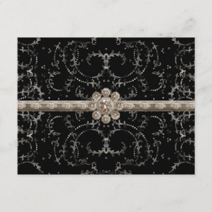 Jewel Look Silver Bling Octagonal Diamond Swirls Invitation