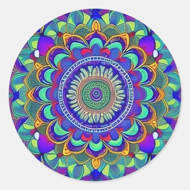 Jewel Mandala Classic Round Sticker (Front)