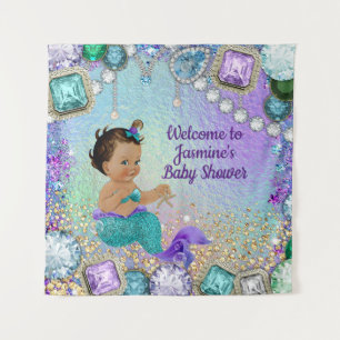 Jewel Mermaid Baby Shower Backdrop Tapestry