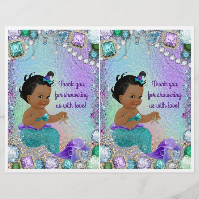Jewel Mermaid Baby Shower DIY Gift Bag Decorations Flyer (Front)