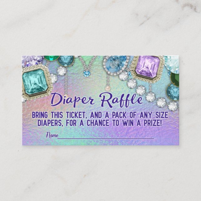 Jewel Mermaid Diaper Raffle Ticket Enclosure Card (Front)