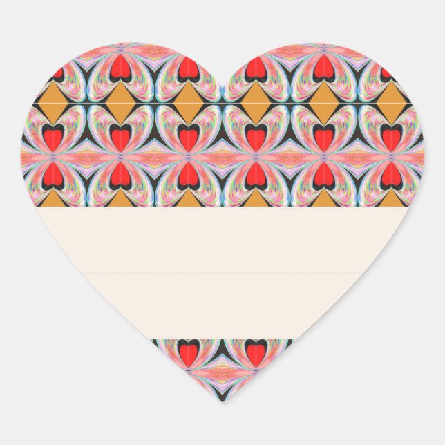 Jewel n Diamond Pattern with EDITABLE Text Heart Sticker (Front)