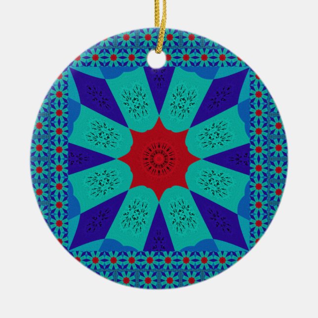 Jewel of the Nile -  Egyptian Art Print Ceramic Tree Decoration (Front)