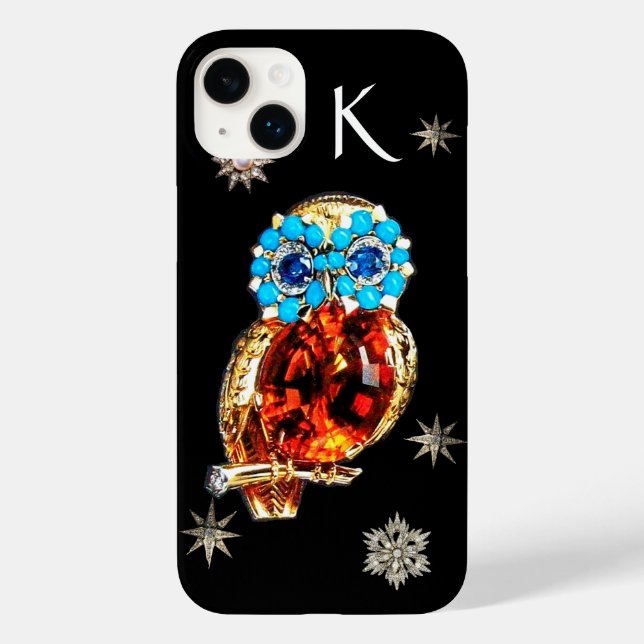 JEWEL OWL,DIAMOND STARS,Gold,Blue Turquoise,Topaz Case-Mate iPhone Case (Back)