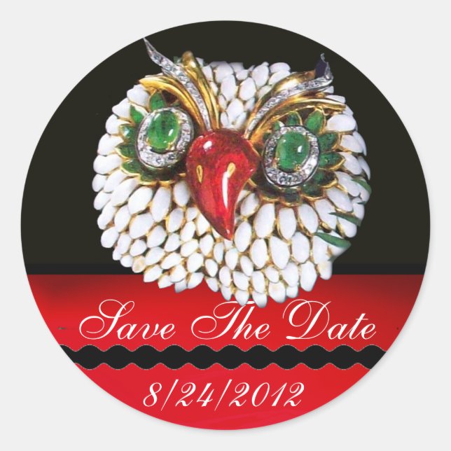 JEWEL OWL Gold,Green Emerald,opale Classic Round Sticker (Front)