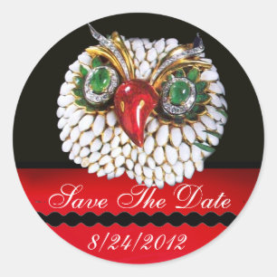 JEWEL OWL Gold,Green Emerald,opale Classic Round Sticker