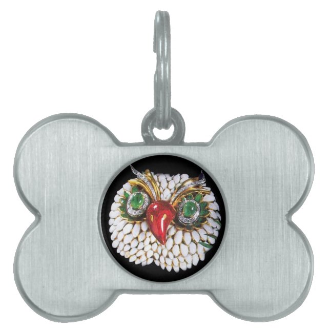 JEWEL OWL Gold,Green Emerald,opale Pet Tag (Front)