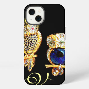 JEWEL OWLS,Gold, Blue Sapphire ,Black iPhone 13 Case