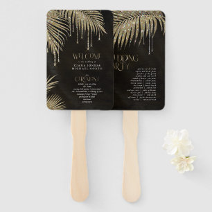 Jewel Palm Leaf Ceremony Program Gold ID830 Hand Fan