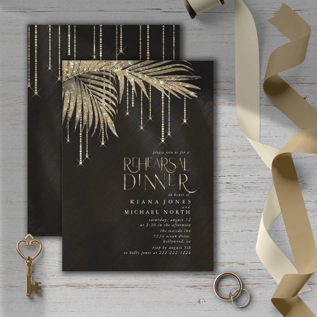 Jewel Palm Leaf Rehearsal Dinner Gold ID830 (Creator Uploaded)