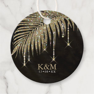 Jewel Palm Leaf Wedding Gold ID830 Favour Tags