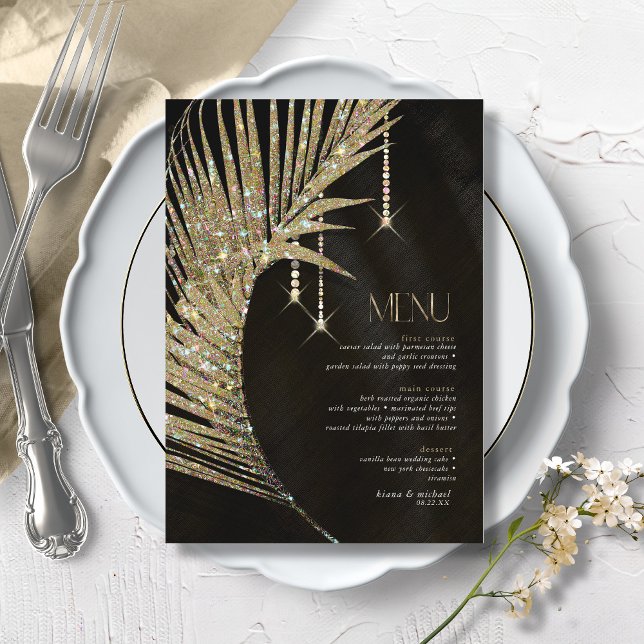 Jewel Palm Leaf Wedding Gold ID830 Menu (Creator Uploaded)