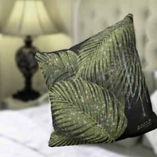 Jewel Palm Leaf Wedding Green ID830  Cushion