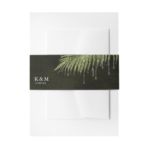 Jewel Palm Leaf Wedding Green ID830 Invitation Belly Band