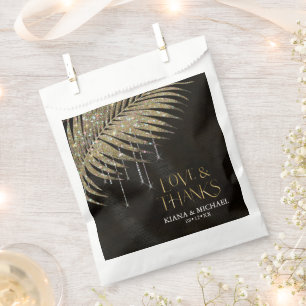 Jewel Palm Leaf Wedding Love Thanks Gold ID83 Favour Bags