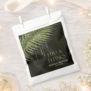 Jewel Palm Leaf Wedding Love Thanks Green ID83 Favour Bags
