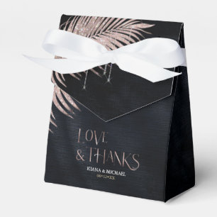 Jewel Palm Leaf Wedding Rose Gold/Navy ID830 Favour Box