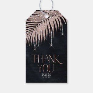 Jewel Palm Leaf Wedding Rose Gold/Navy ID830 Gift Tags